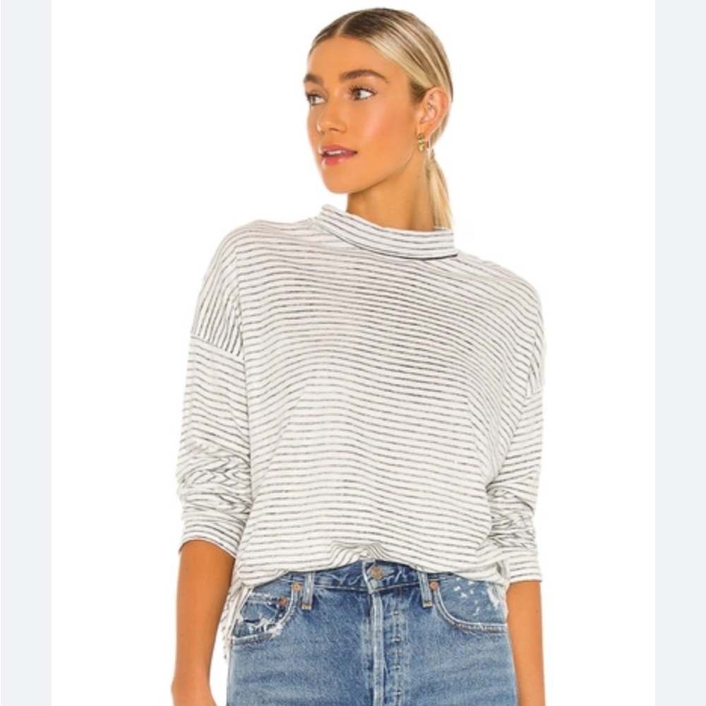 Free People Be Free Mock Neck Stripe Tunic, Size Small
